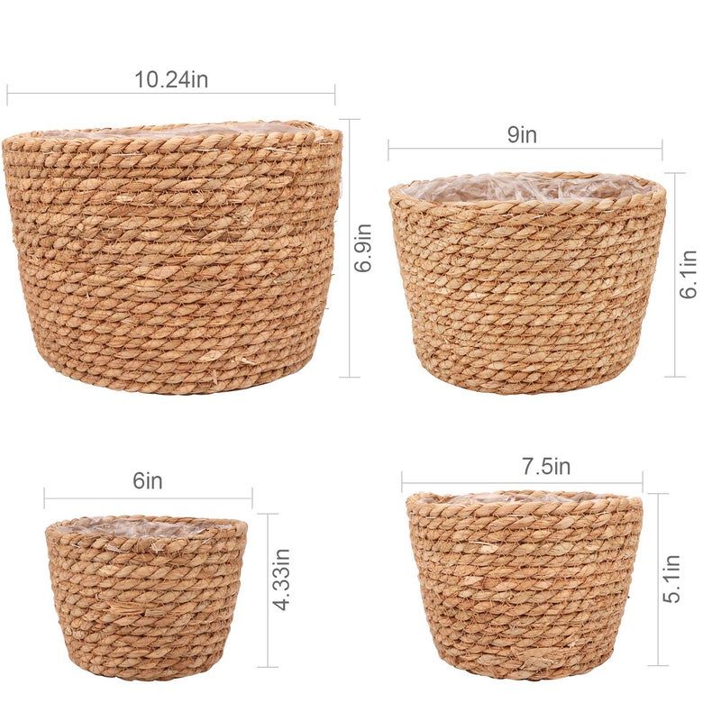 Ufrount Seagrass Planter Basket Stylish Planter Baskets for Indoor and Outdoor Plants Perfect for Flower Pots Cover and Room Decoration, Set of 4 - Image 2
